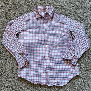 Janie and Jack long sleeve collared plaid button up shirt w front pocket size 7